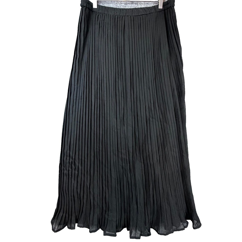 Cupio Maxi Skirt Womens Medium Black Lined Pleated Flowy Soft Goth Dark Fairy